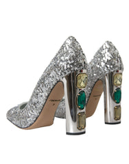 Dolce & Gabbana Silver Sequin Embellished Heels Pumps Shoes -   -  Dolce & Gabbana.