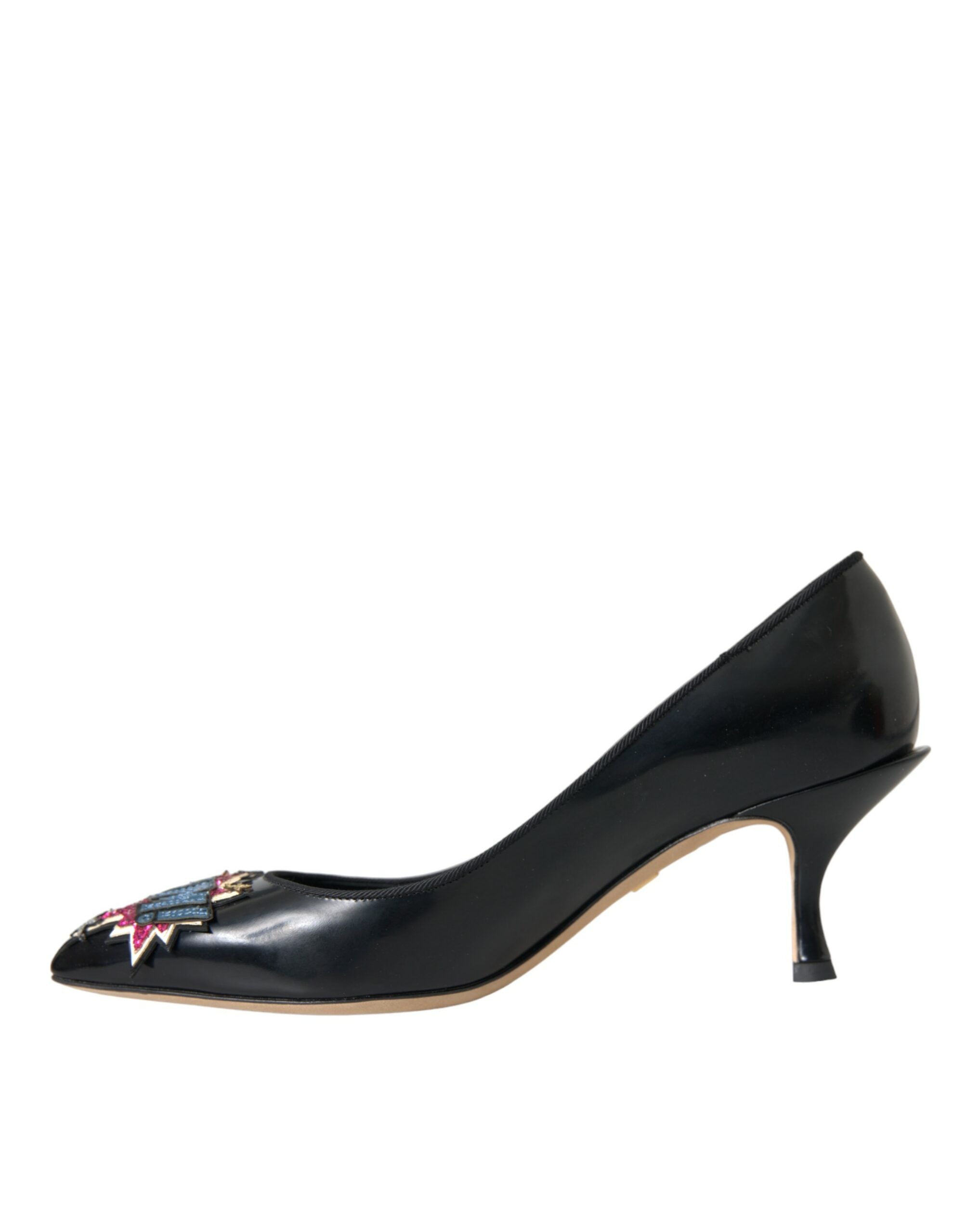 Dolce & Gabbana Black Leather BOOM Patch Heels Pumps Shoes -   -  Dolce & Gabbana. Dolce & Gabbana Black Leather BOOM Patch Heels Pumps Shoes -   -  Dolce & Gabbana.
