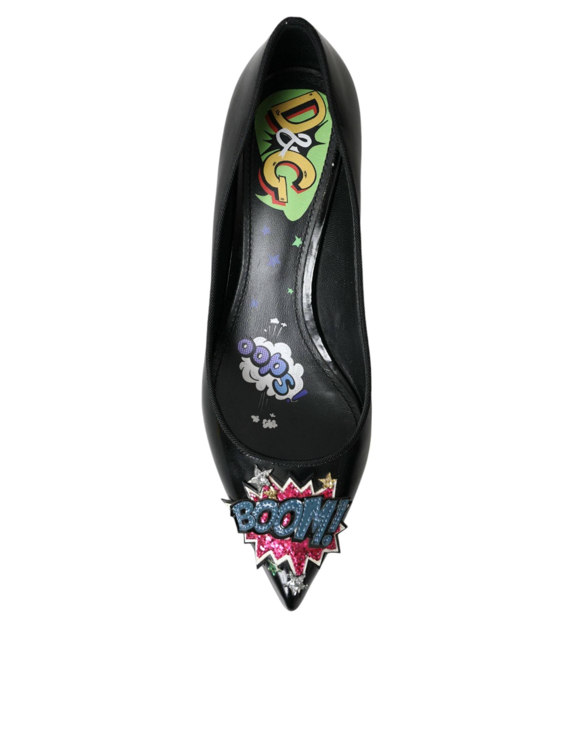 Dolce & Gabbana Black Leather BOOM Patch Heels Pumps Shoes -   -  Dolce & Gabbana. Dolce & Gabbana Black Leather BOOM Patch Heels Pumps Shoes -   -  Dolce & Gabbana.