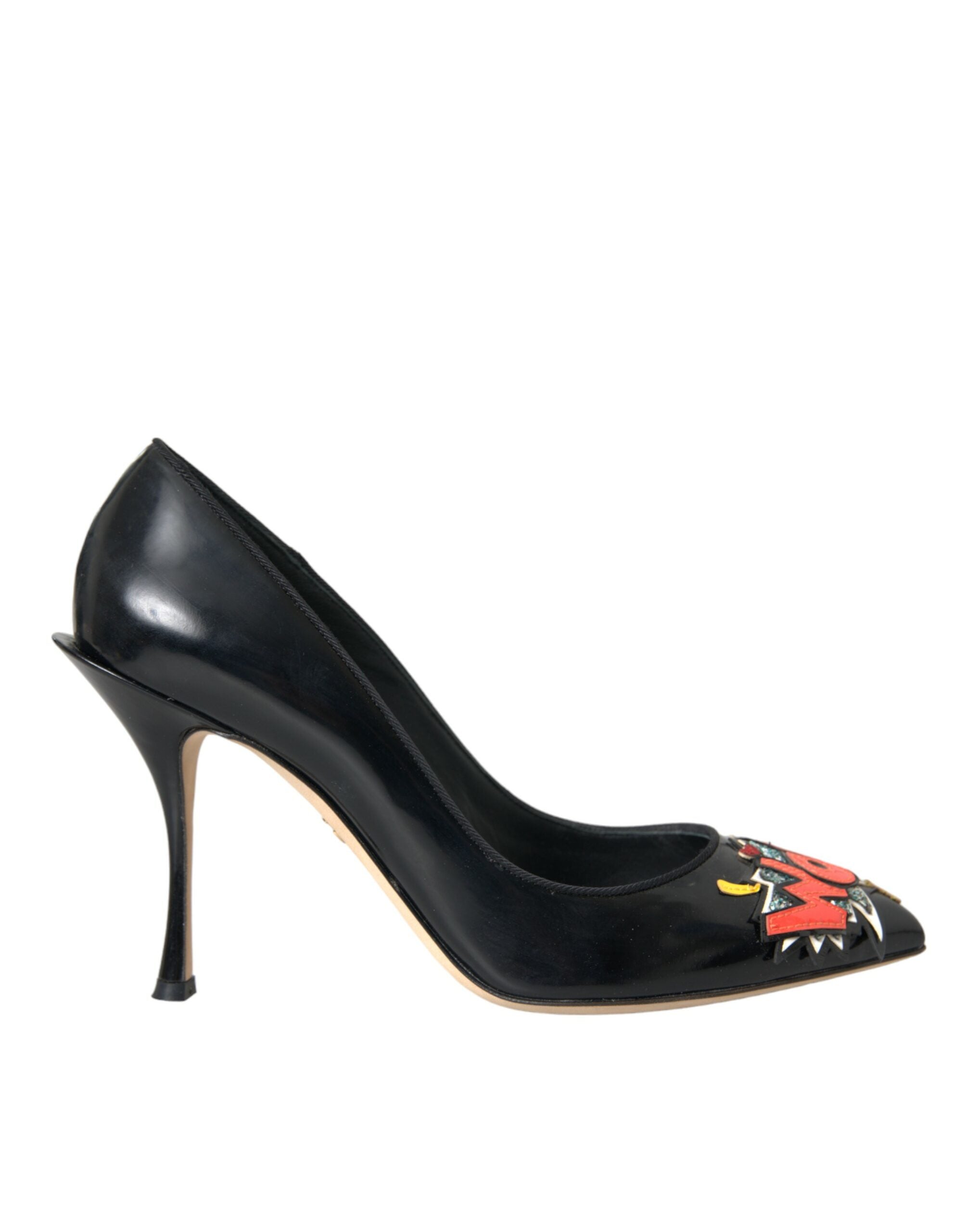 Dolce & Gabbana Black Leather WOW Patch Heels Pumps Shoes -   -  Dolce & Gabbana.