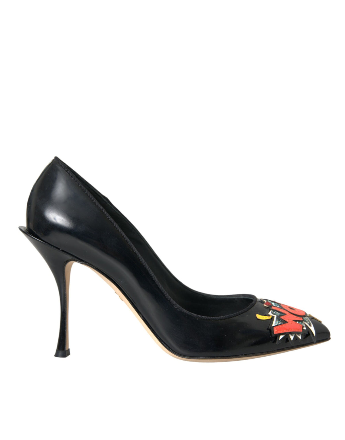 Dolce & Gabbana Black Leather WOW Patch Heels Pumps Shoes -   -  Dolce & Gabbana.