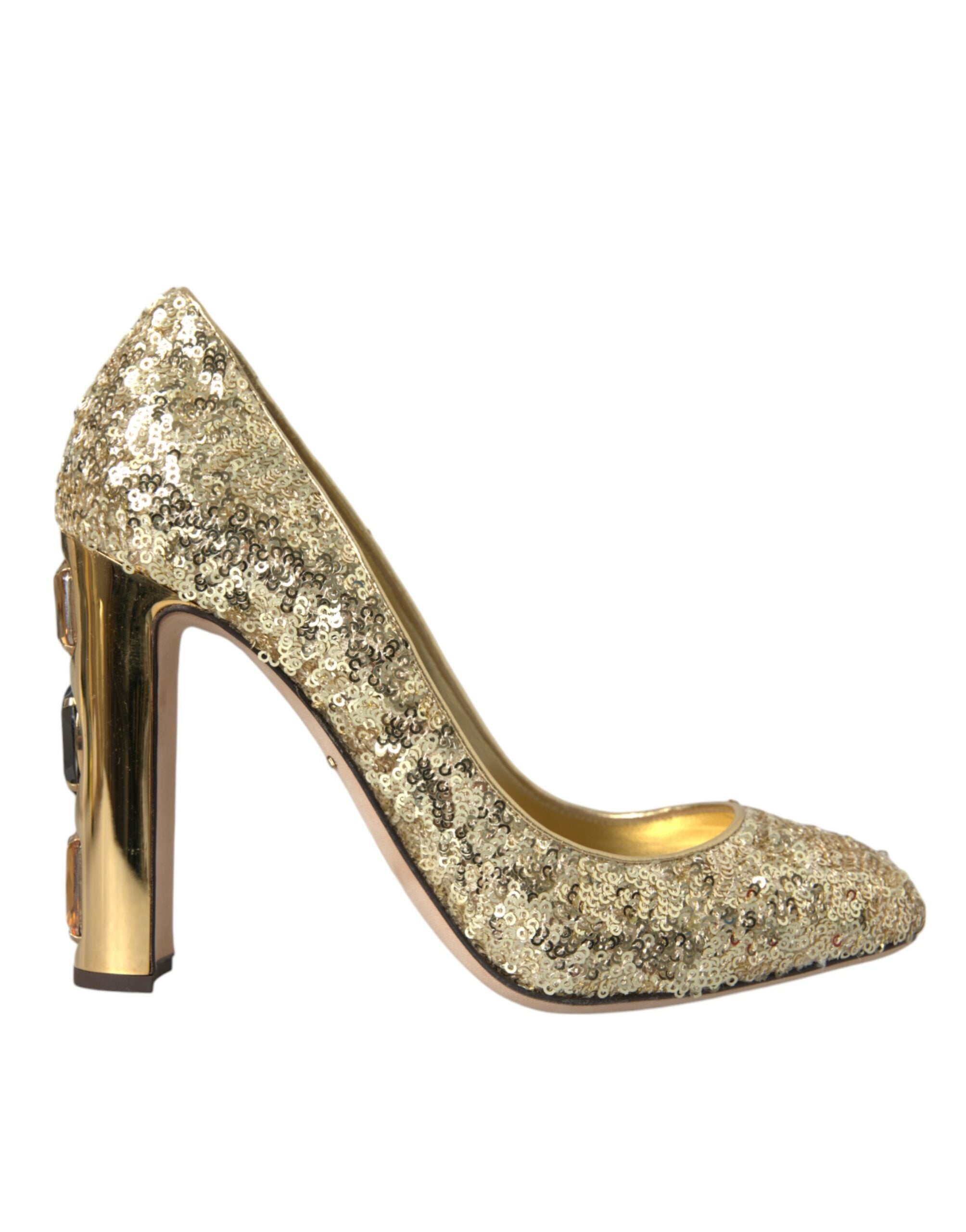 Dolce & Gabbana Gold Sequin Crystal Heels Pumps Shoes -   -  Dolce & Gabbana.