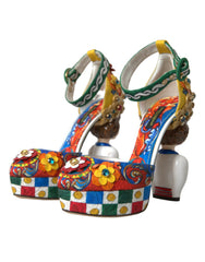 Dolce & Gabbana Multicolor Carretto Embellished Sandals Shoes -   -  Dolce & Gabbana.