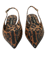 Dolce & Gabbana Brown Leopard Exotic Skin Slingback Shoes -   -  Dolce & Gabbana.