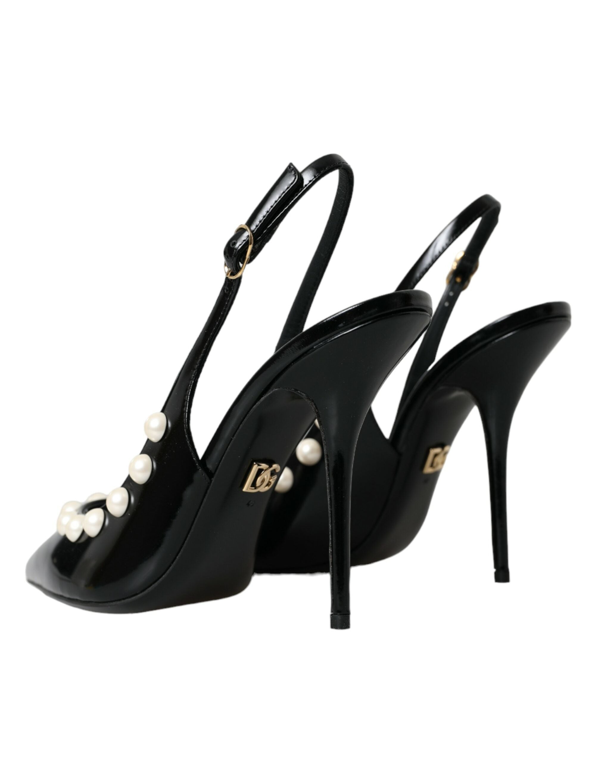Dolce & Gabbana Black Leather Faux Pearl Heel Slingback Shoes -   -  Dolce & Gabbana. Dolce & Gabbana Black Leather Faux Pearl Heel Slingback Shoes -   -  Dolce & Gabbana.