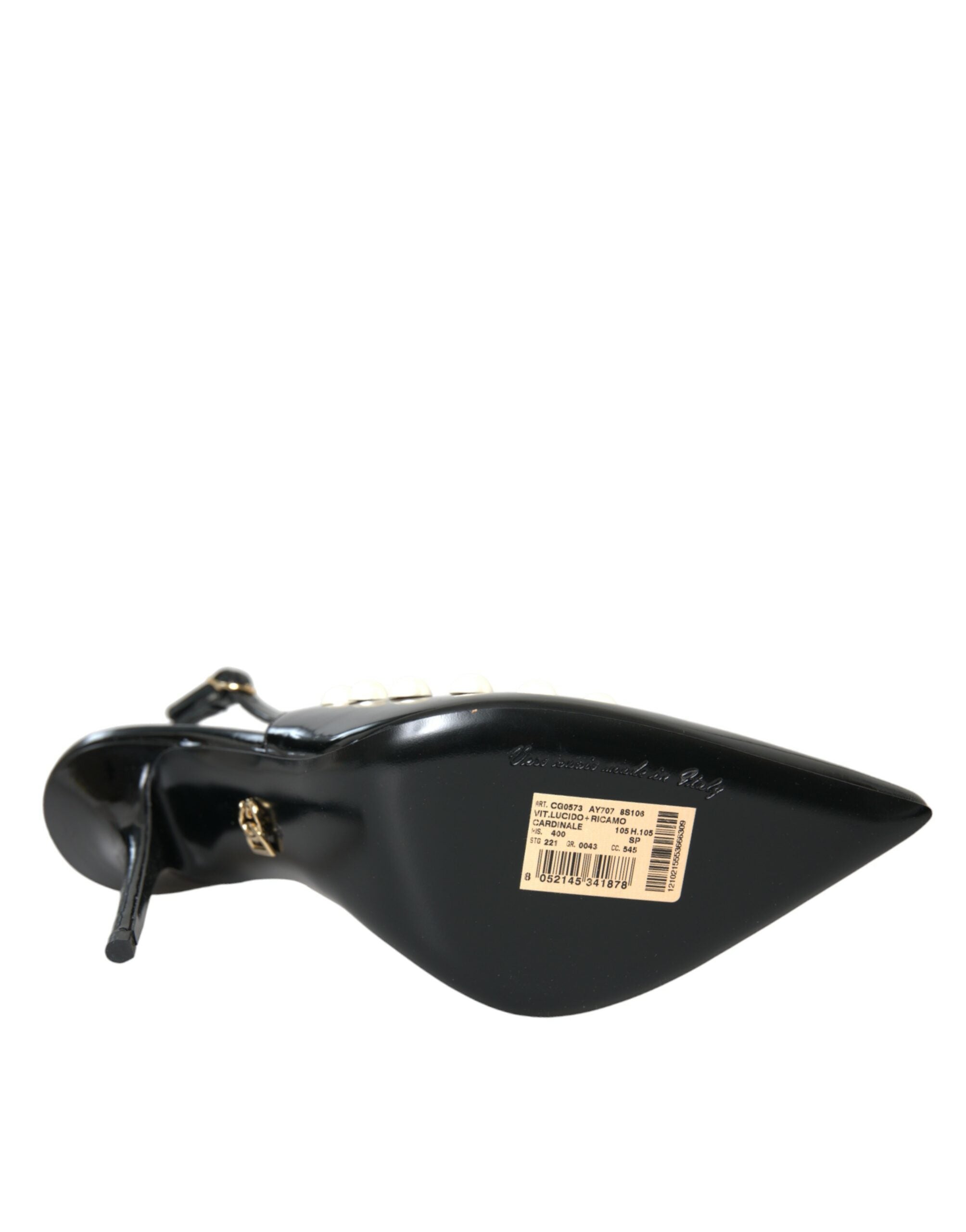Dolce & Gabbana Black Leather Faux Pearl Heel Slingback Shoes -   -  Dolce & Gabbana. Dolce & Gabbana Black Leather Faux Pearl Heel Slingback Shoes -   -  Dolce & Gabbana.