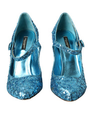 Dolce & Gabbana Blue Sequin Mary Jane Pumps High Heels Shoes -   -  Dolce & Gabbana.