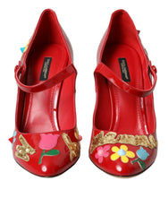 Dolce & Gabbana Red Leather Embellished Mary Jane Pumps Heels Shoes -   -  Dolce & Gabbana.