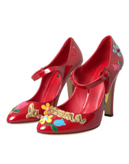 Dolce & Gabbana Red Leather Embellished Mary Jane Pumps Heels Shoes -   -  Dolce & Gabbana.