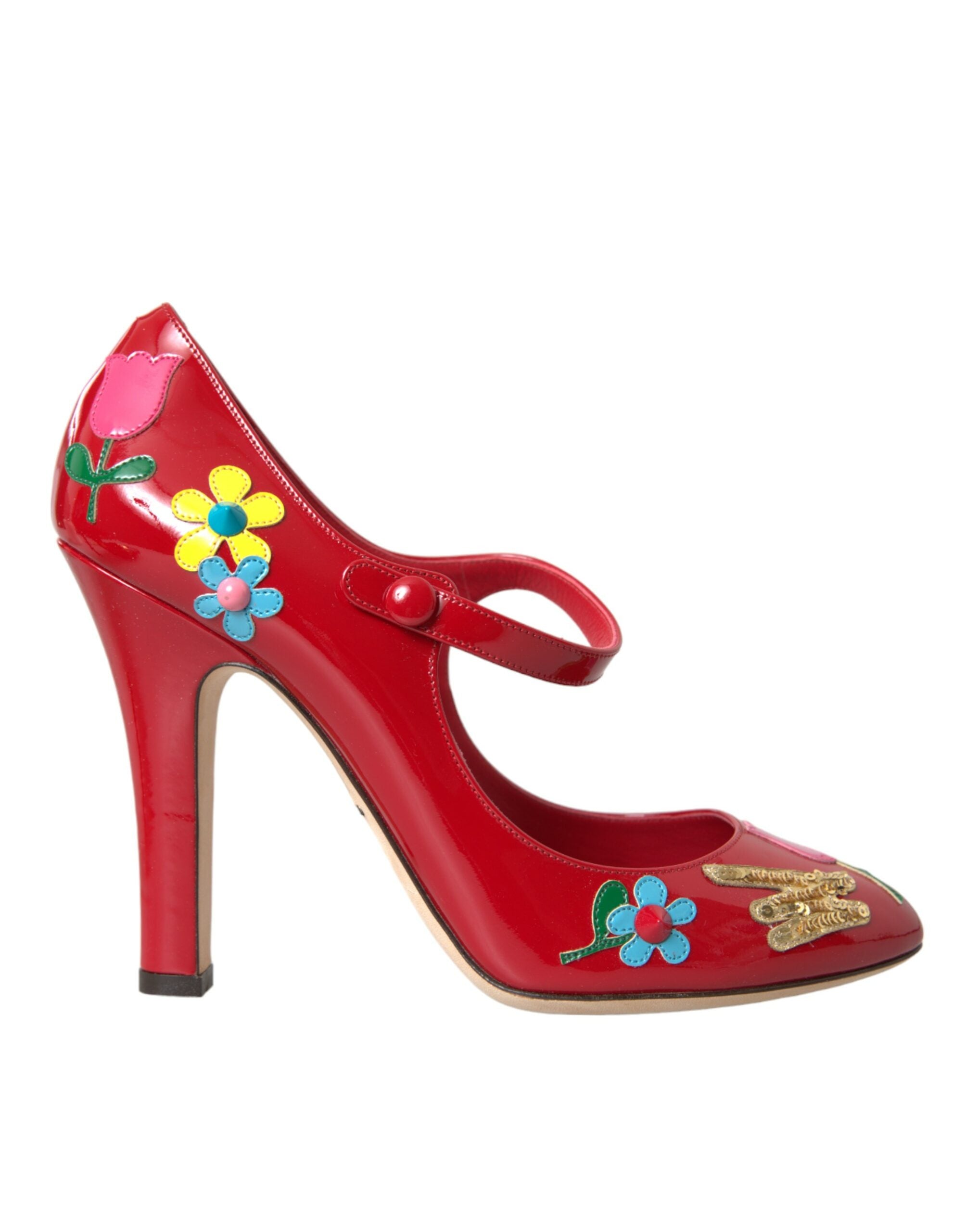 Dolce & Gabbana Red Leather Embellished Mary Jane Pumps Heels Shoes -   -  Dolce & Gabbana.