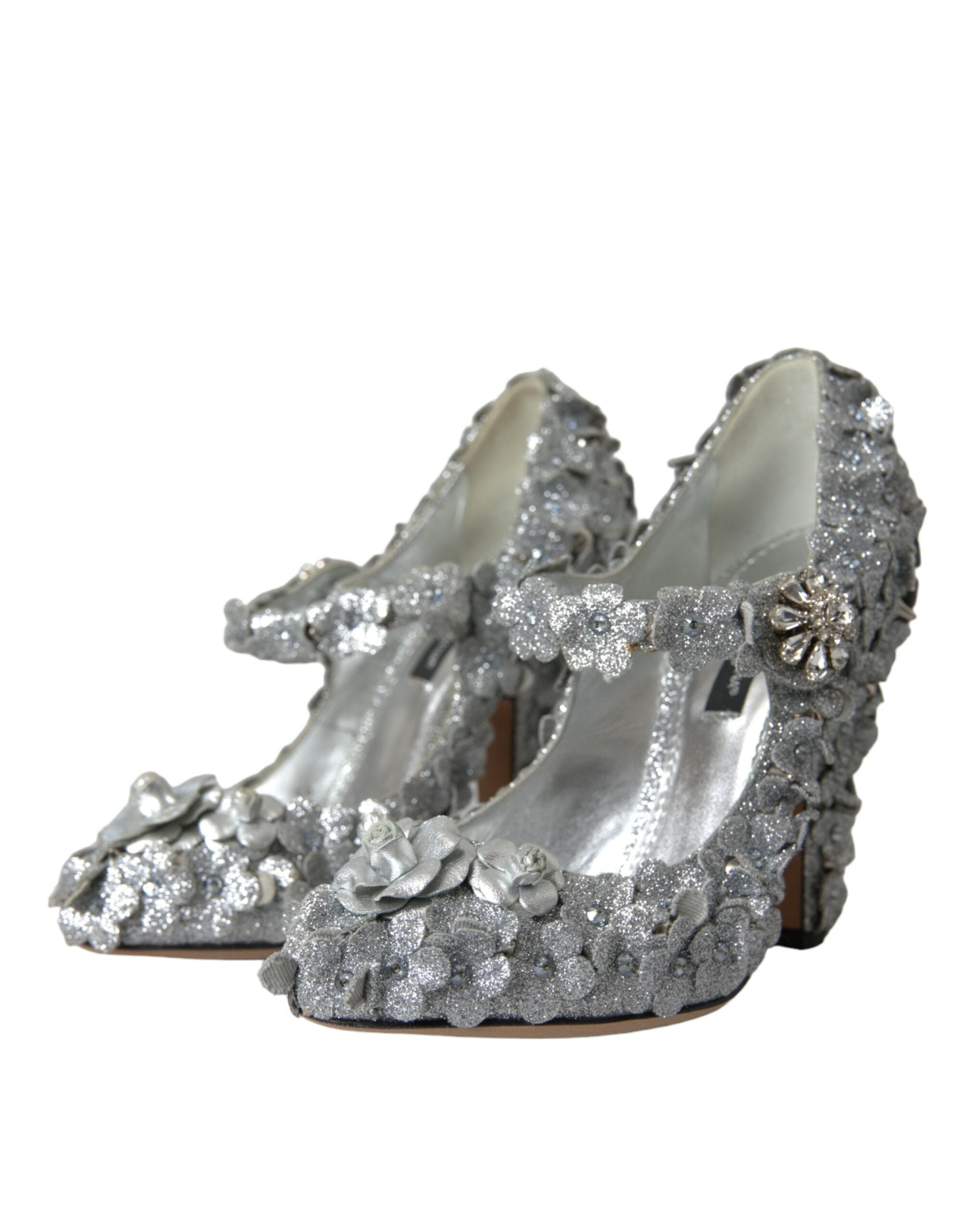 Dolce & Gabbana Silver Floral Crystal Mary Jane Pumps Shoes -   -  Dolce & Gabbana. Dolce & Gabbana Silver Floral Crystal Mary Jane Pumps Shoes -   -  Dolce & Gabbana.