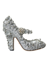 Dolce & Gabbana Silver Floral Crystal Mary Jane Pumps Shoes -   -  Dolce & Gabbana.