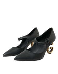 Dolce & Gabbana Black Leather Logo Heels Mary Janes Pumps Shoes -   -  Dolce & Gabbana.