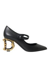 Dolce & Gabbana Black Leather Logo Heels Mary Janes Pumps Shoes -   -  Dolce & Gabbana.