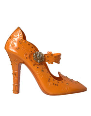 Dolce & Gabbana Orange CINDERELLA Floral Crystal Pumps Shoes -   -  Dolce & Gabbana.
