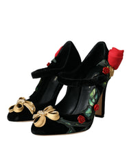 Dolce & Gabbana Black Roses Crystal Brooch Mary Jane Shoes -   -  Dolce & Gabbana.