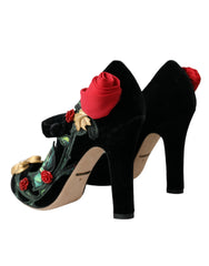 Dolce & Gabbana Black Roses Crystal Brooch Mary Jane Shoes -   -  Dolce & Gabbana.