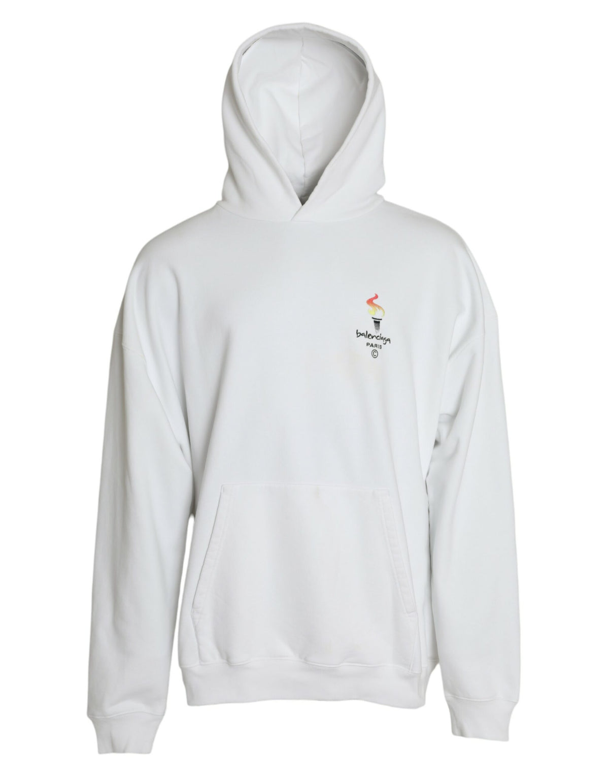 Balenciaga White Cotton Logo Hooded Pullover Sweatshirt Sweater -   -  Balenciaga.