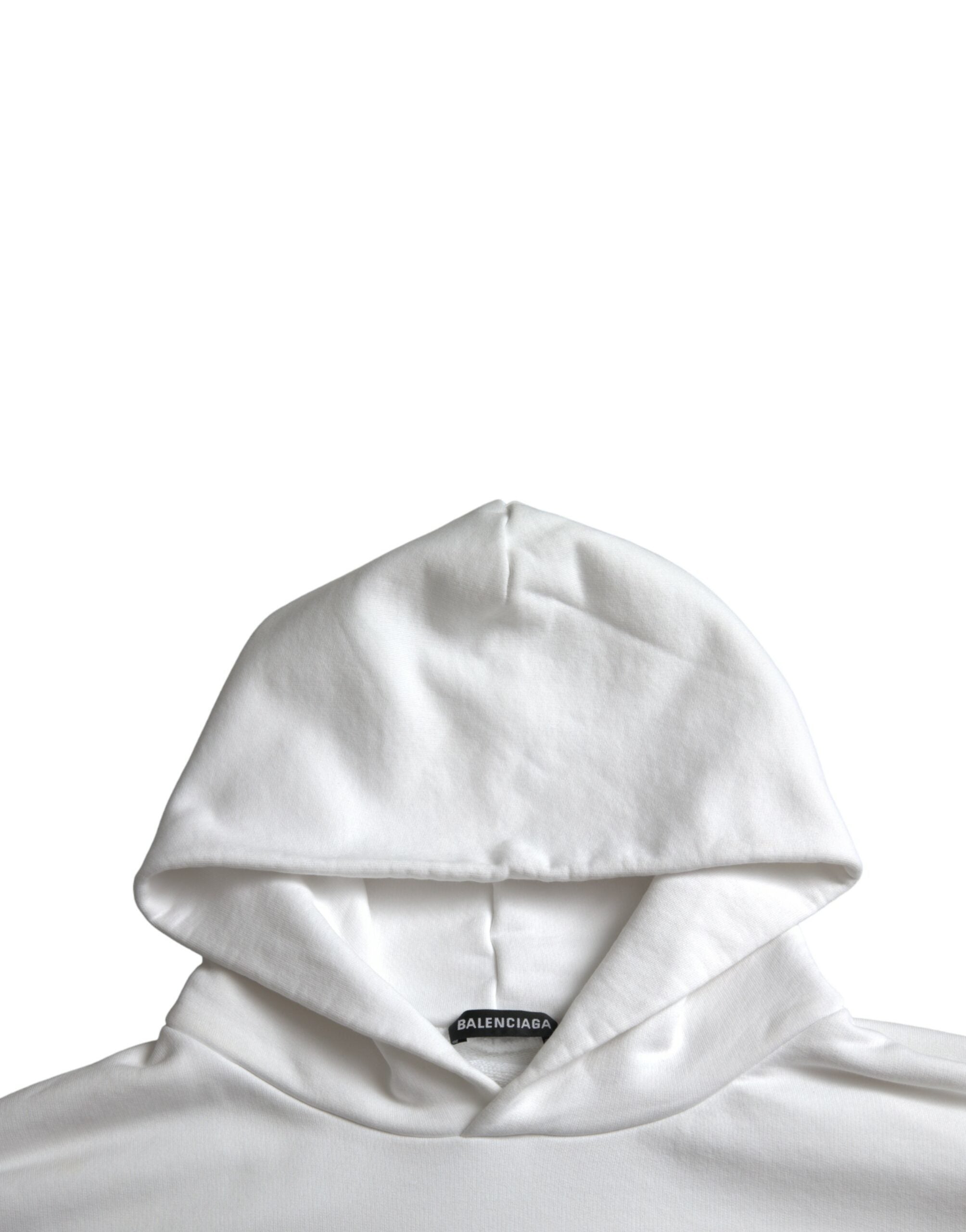 Balenciaga White Cotton Logo Hooded Pullover Sweatshirt Sweater -   -  Balenciaga. Balenciaga White Cotton Logo Hooded Pullover Sweatshirt Sweater -   -  Balenciaga.