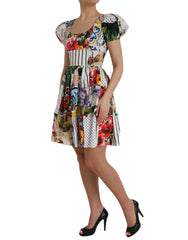 Dolce & Gabbana Multicolor Patchwork Cotton Aline Mini Dress -   -  Dolce & Gabbana.