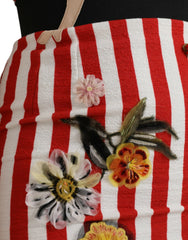 Dolce & Gabbana Red White Floral Sleeveless Sheath Midi Dress -   -  Dolce & Gabbana.