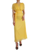 Dolce & Gabbana Yellow Silk Sheath Belted Long Maxi Dress -   -  Dolce & Gabbana.