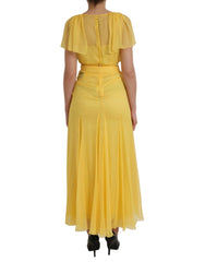 Dolce & Gabbana Yellow Silk Sheath Belted Long Maxi Dress -   -  Dolce & Gabbana.