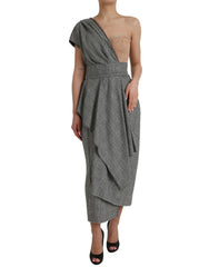 Dolce & Gabbana Gray Beige Layered One Shoulder Maxi Dress -   -  Dolce & Gabbana.