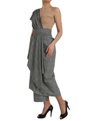 Dolce & Gabbana Gray Beige Layered One Shoulder Maxi Dress -   -  Dolce & Gabbana.