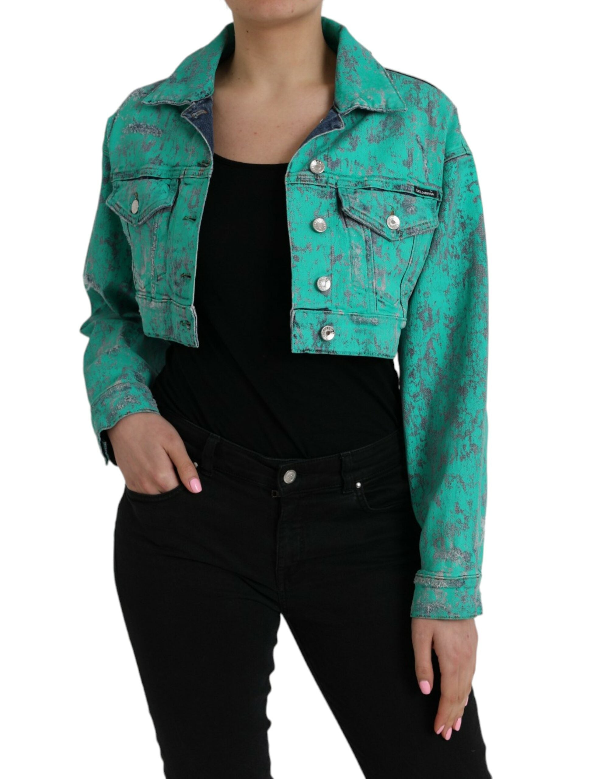 Dolce & Gabbana Green Cotton Tie Dye Cropped Cropped Denim Jacket -   -  Dolce & Gabbana. Dolce & Gabbana Green Cotton Tie Dye Cropped Cropped Denim Jacket -   -  Dolce & Gabbana.