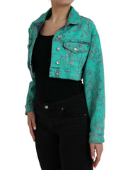 Dolce & Gabbana Green Cotton Tie Dye Cropped Cropped Denim Jacket -   -  Dolce & Gabbana.