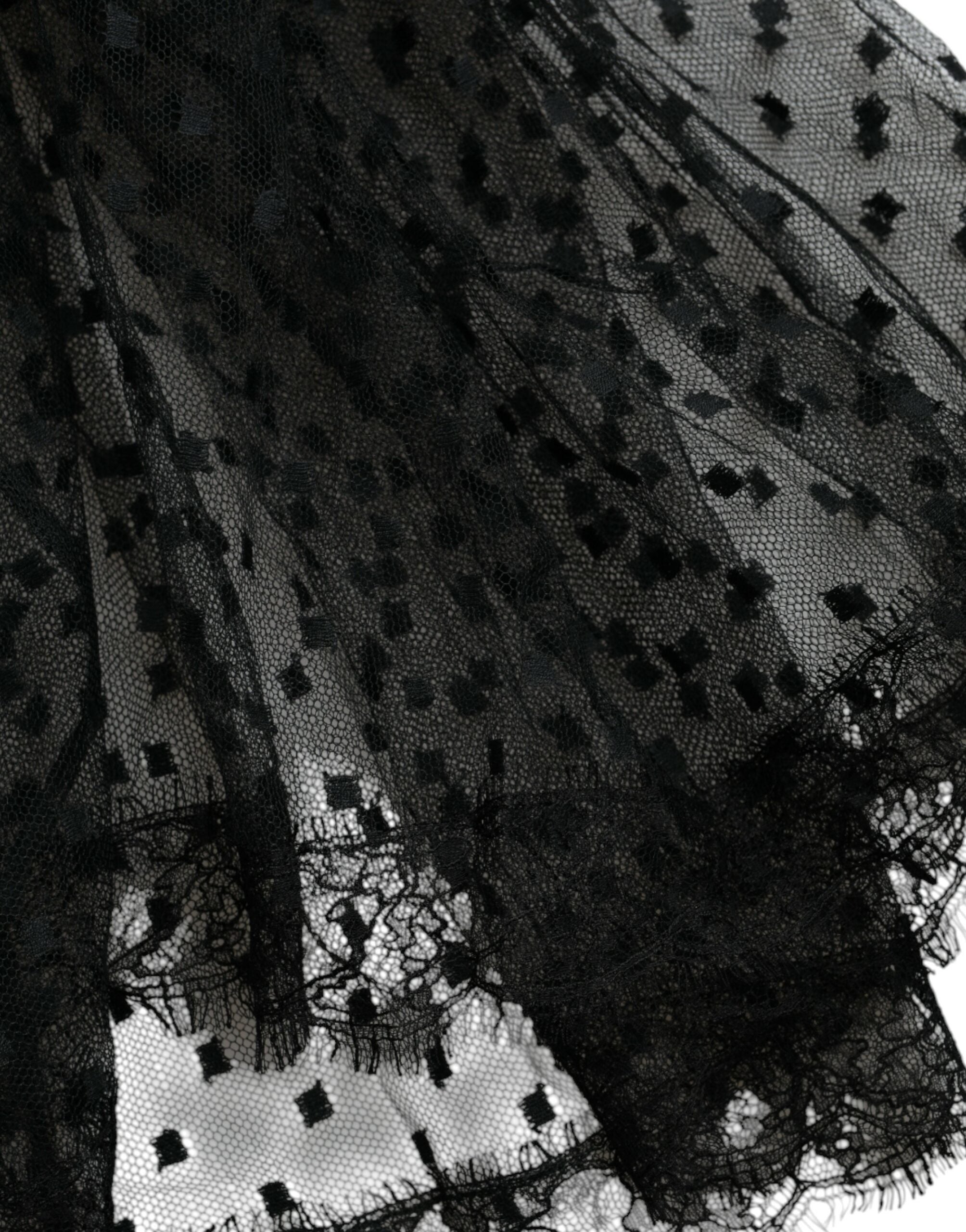 Dolce & Gabbana Black Nylon Lace Trim High Waist A-line Skirt -   -  Dolce & Gabbana. Dolce & Gabbana Black Nylon Lace Trim High Waist A-line Skirt -   -  Dolce & Gabbana.