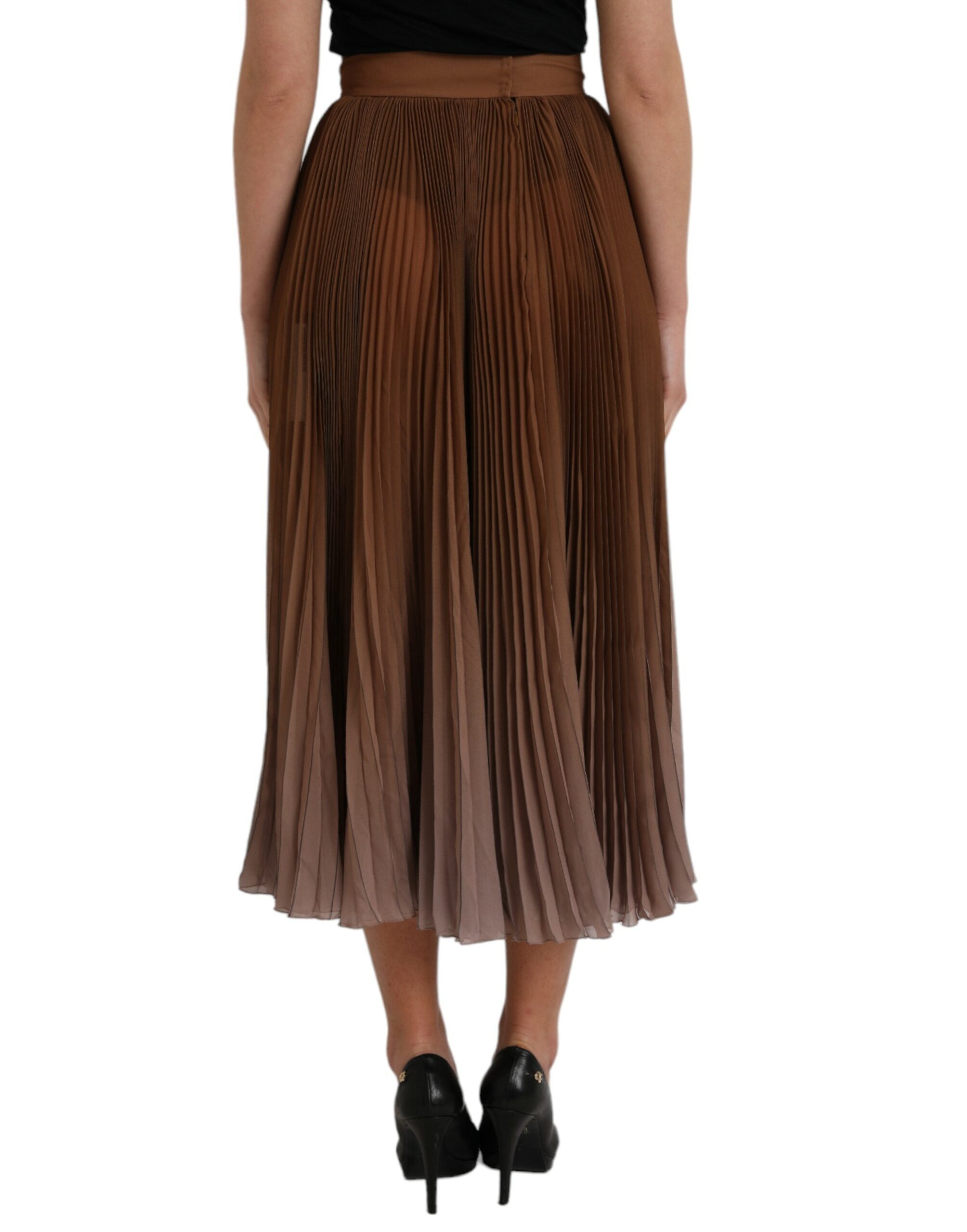 Dolce & Gabbana Brown Polyester Pleated High Waist Midi Skirt -   -  Dolce & Gabbana. Dolce & Gabbana Brown Polyester Pleated High Waist Midi Skirt -   -  Dolce & Gabbana.