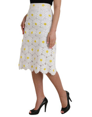 Dolce & Gabbana White Floral Pencil Straight Lace Skirt -   -  Dolce & Gabbana.