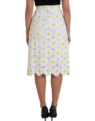 Dolce & Gabbana White Floral Pencil Straight Lace Skirt -   -  Dolce & Gabbana.