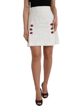 Dolce & Gabbana White Floral Brocade Embellished Mini Skirt -   -  Dolce & Gabbana.