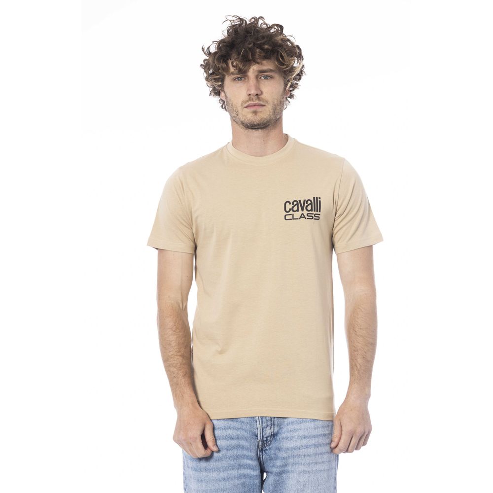 Cavalli Class Beige Cotton Men T-Shirt - - Cavalli Class.