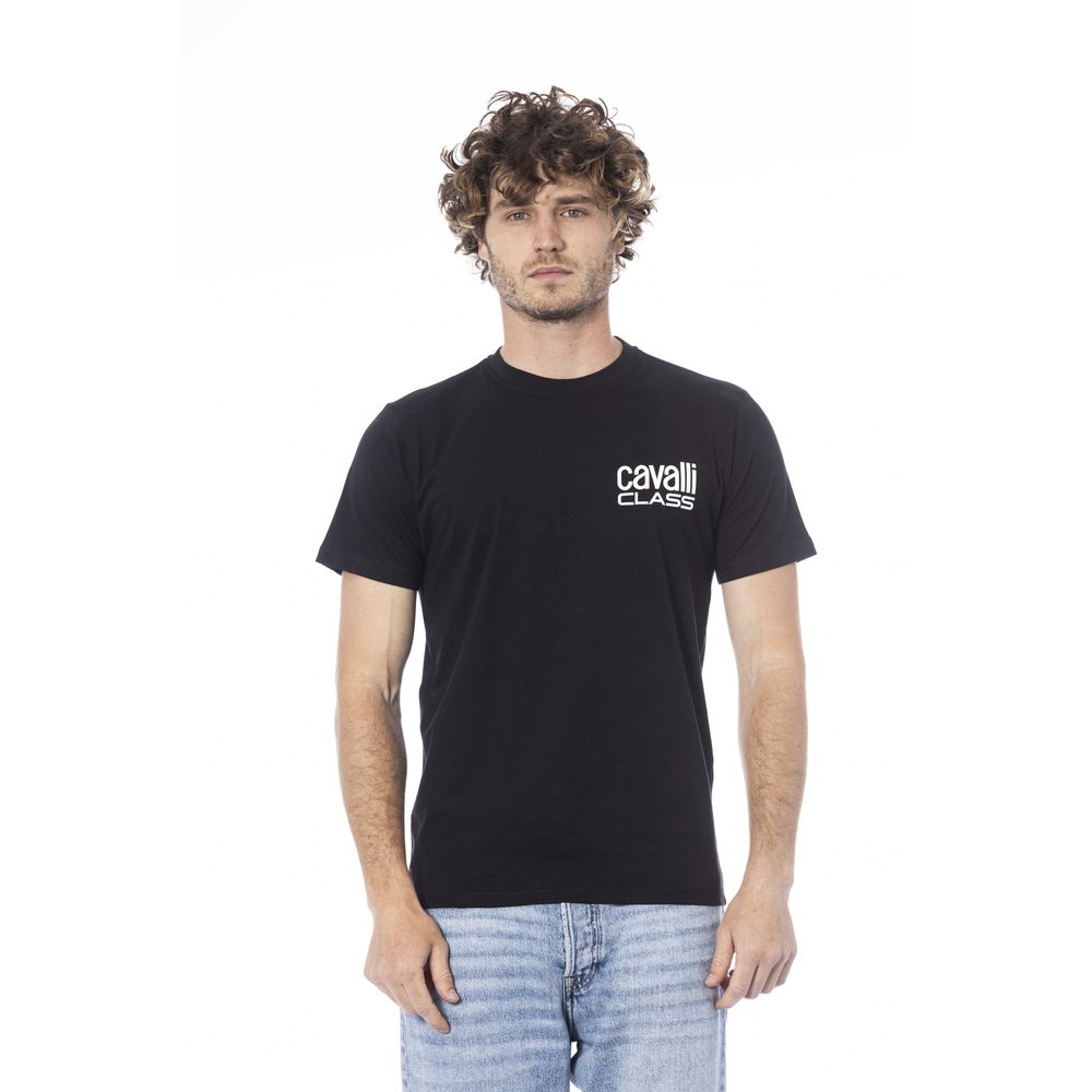 Cavalli Class Black Cotton Men T-Shirt -   -  Cavalli Class.