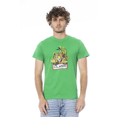 Cavalli Class Green Cotton Men T-Shirt - - Cavalli Class.