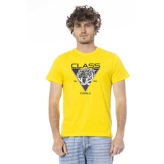 Cavalli Class Yellow Cotton Men T-Shirt - - Cavalli Class.