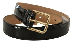 Dolce & Gabbana Black Leather Gold Metal Logo Engraved Buckle Belt -   -  Dolce & Gabbana.