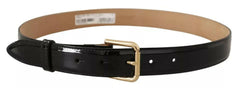 Dolce & Gabbana Black Leather Gold Metal Logo Engraved Buckle Belt -   -  Dolce & Gabbana.
