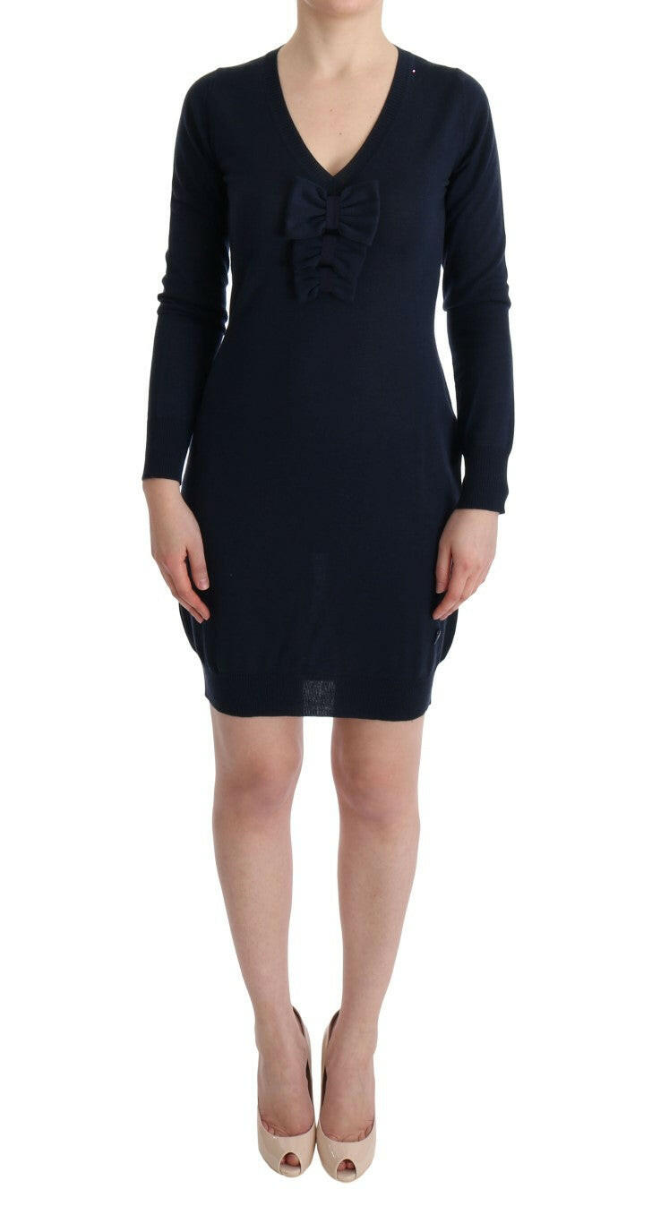 MARGHI LO' Blue Wool Long Sleeve Shift Dress -   -  MARGHI LO'.