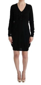 MARGHI LO' Black Wool Long Sleeve Shift Dress -   -  MARGHI LO'.