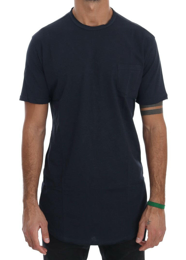 Daniele Alessandrini Blue Cotton Crewneck T-Shirt - - Daniele Alessandrini.