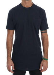 Daniele Alessandrini Blue Cotton Crewneck T-Shirt - - Daniele Alessandrini.