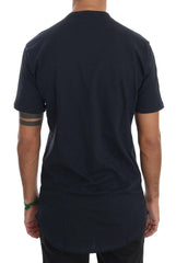Daniele Alessandrini Blue Cotton Crewneck T-Shirt - - Daniele Alessandrini.