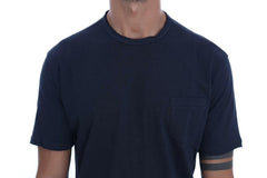 Daniele Alessandrini Blue Cotton Crewneck T-Shirt - - Daniele Alessandrini.