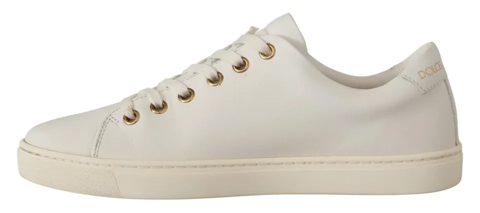 Dolce & Gabbana White Leather Gold Red Heart Sneakers Shoes -   -  Dolce & Gabbana. Dolce & Gabbana White Leather Gold Red Heart Sneakers Shoes -   -  Dolce & Gabbana.