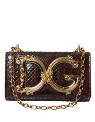 Dolce & Gabbana Brown Python Leather DG Girls Crossbody Phone Bag -  Luxury Cross Body Bag for Women -  Dolce & Gabbana.